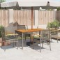 vidaXL Sillas de jardín con cojín 4 uds ratán PE gris y madera acacia vidaXL Sillas de jardín con cojín 4 uds ratán PE gris y madera acacia