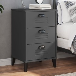 vidaXL Mesita de noche VIKEN madera maciza de pino gris antracita