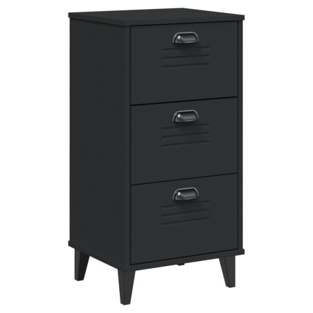 vidaXL Mesita de noche VIKEN madera maciza de pino negra