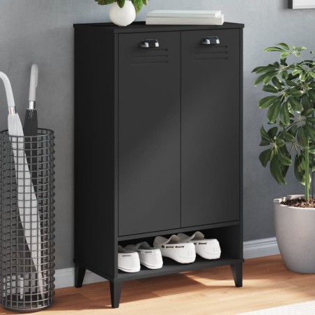 vidaXL Mueble zapatero VIKEN madera maciza de pino negro