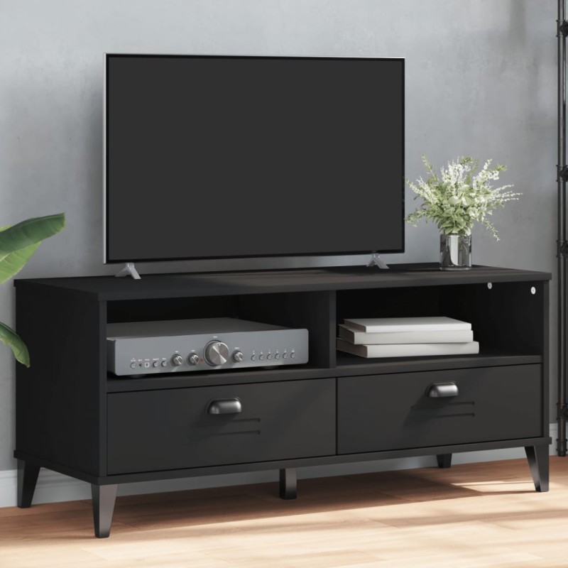 vidaXL Mueble de TV VIKEN madera maciza de pino negro