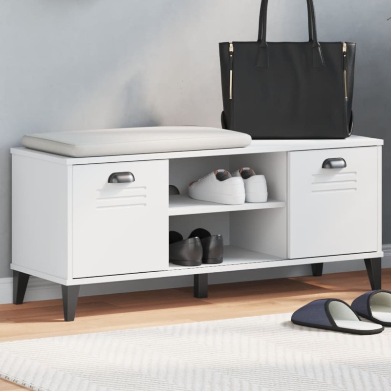 vidaXL Banco zapatero VIKEN madera maciza de pino blanco 106x35x45 cm vidaXL Banco zapatero VIKEN madera maciza de pino blanco 106x35x45 cm