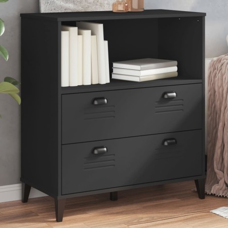 vidaXL Librería VIKEN madera maciza de pino negro 80x40x90 cm