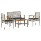vidaXL Set de muebles de jardín 4 pzas y cojines ratán sintético gris vidaXL Set de muebles de jardín 4 pzas y cojines ratán sintético gris