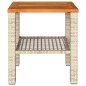 vidaXL Mesa de jardín ratán sintético madera acacia beige 40x40x42 cm vidaXL Mesa de jardín ratán sintético madera acacia beige 40x40x42 cm