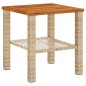 vidaXL Mesa de jardín ratán sintético madera acacia beige 40x40x42 cm vidaXL Mesa de jardín ratán sintético madera acacia beige 40x40x42 cm