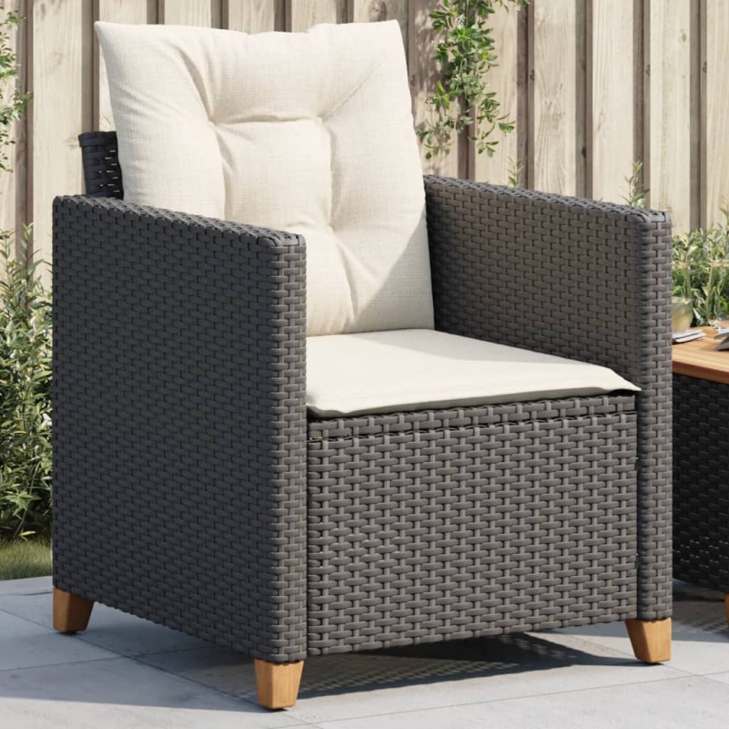 vidaXL Silla de jardín con cojines ratán sintético negro vidaXL Silla de jardín con cojines ratán sintético negro