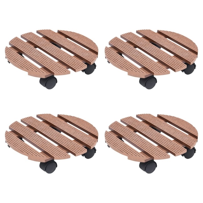 vidaXL Soportes con ruedas para plantas 4 uds marrón WPC Ø30x7,5 cm vidaXL Soportes con ruedas para plantas 4 uds marrón WPC Ø30x7,5 cm