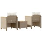 vidaXL Mesita y sillas con cojines 3 pzas ratán PE madera acacia beige vidaXL Mesita y sillas con cojines 3 pzas ratán PE madera acacia beige
