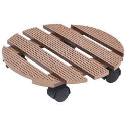 vidaXL Soportes con ruedas para plantas 4 uds marrón WPC Ø30x7,5 cm