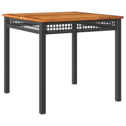 vidaXL Mesa de jardín ratán sintético madera acacia negro 80x80x75 cm
