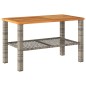 vidaXL Mesa de jardín ratán sintético madera acacia gris 70x38x42 cm vidaXL Mesa de jardín ratán sintético madera acacia gris 70x38x42 cm