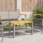 vidaXL Mesa de jardín ratán sintético madera acacia gris 70x38x42 cm vidaXL Mesa de jardín ratán sintético madera acacia gris 70x38x42 cm