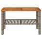 vidaXL Mesa de jardín ratán sintético madera acacia gris 70x38x42 cm vidaXL Mesa de jardín ratán sintético madera acacia gris 70x38x42 cm