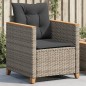 vidaXL Sillón de jardín con cojines ratán sintético gris vidaXL Sillón de jardín con cojines ratán sintético gris