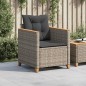 vidaXL Sillón de jardín con cojines ratán sintético gris vidaXL Sillón de jardín con cojines ratán sintético gris