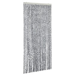 vidaXL Cortina antimoscas chenilla gris negro y blanco 56x185 cm