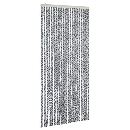vidaXL Cortina antimoscas chenilla gris negro y blanco 56x185 cm