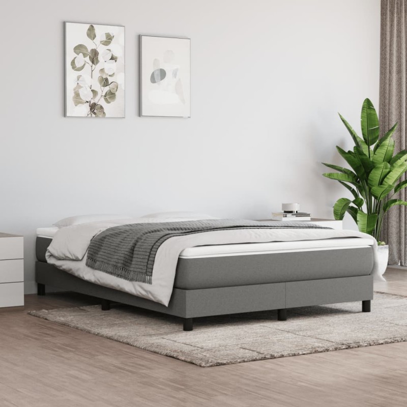 vidaXL Cama box spring con colchón tela gris oscuro 140x190 cm vidaXL Cama box spring con colchón tela gris oscuro 140x190 cm