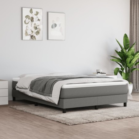 vidaXL Cama box spring con colchón tela gris oscuro 140x190 cm
