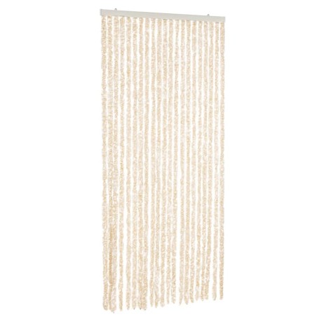 vidaXL Cortina antimoscas chenilla beige y blanco 100x230 cm