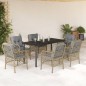 vidaXL Set comedor de jardín 7 pzas con cojines ratán sintético beige vidaXL Set comedor de jardín 7 pzas con cojines ratán sintético beige
