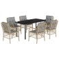 vidaXL Set comedor de jardín 7 pzas con cojines ratán sintético beige vidaXL Set comedor de jardín 7 pzas con cojines ratán sintético beige