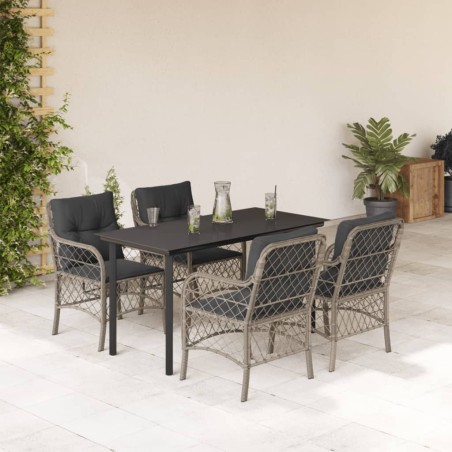 vidaXL Set comedor de jardín 5 pzas cojines ratán sintético gris claro