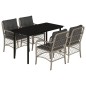 vidaXL Set comedor de jardín 5 pzas cojines ratán sintético gris claro vidaXL Set comedor de jardín 5 pzas cojines ratán sintético gris claro