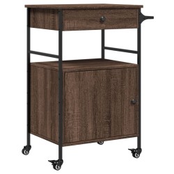 vidaXL Carrito de cocina madera ingeniería marrón roble 56x43x89,5 cm