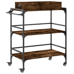 vidaXL Carrito cocina madera ingeniería roble ahumado 81,5x41x92,5 cm