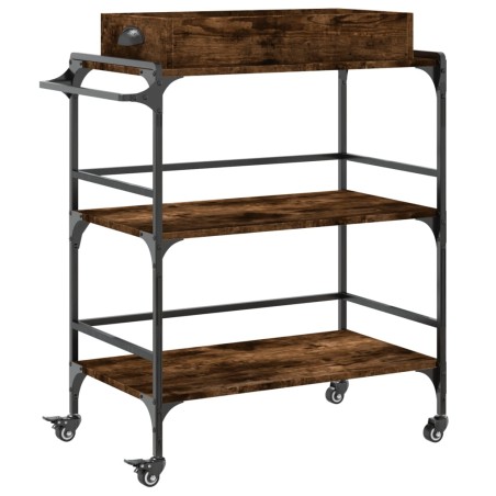 vidaXL Carrito cocina madera ingeniería roble ahumado 81,5x41x92,5 cm