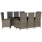 vidaXL Set comedor jardín 9 pzas y cojines ratán sintético gris vidaXL Set comedor jardín 9 pzas y cojines ratán sintético gris