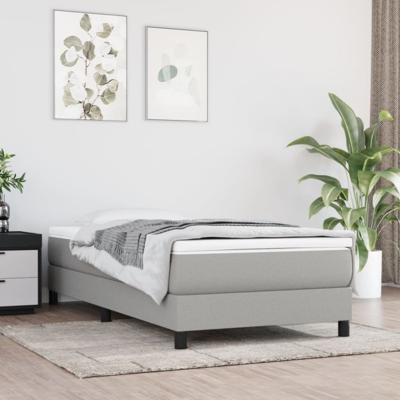 vidaXL Cama box spring con colchón tela gris claro 100x200 cm vidaXL Cama box spring con colchón tela gris claro 100x200 cm