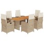 vidaXL Set comedor de jardín 7 pzas con cojines ratán sintético beige vidaXL Set comedor de jardín 7 pzas con cojines ratán sintético beige