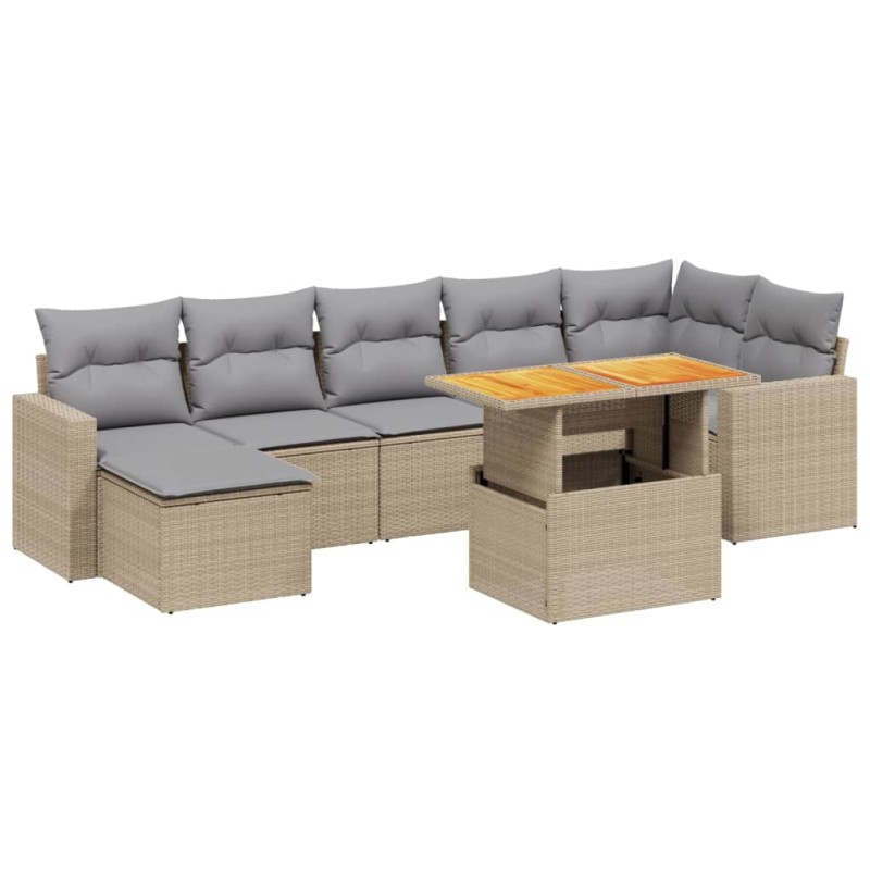 vidaXL Juego de sofás jardín con cojines beige mezcla 8 pzas ratán PE vidaXL Juego de sofás jardín con cojines beige mezcla 8 pzas ratán PE