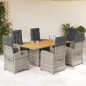 vidaXL Set comedor jardín 7 pzas y cojines ratán sintético gris vidaXL Set comedor jardín 7 pzas y cojines ratán sintético gris
