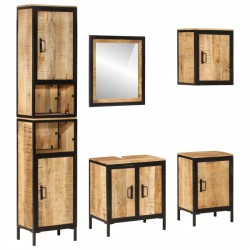 vidaXL Conjunto de muebles de baño 5 pzas madera maciza mango y hierro