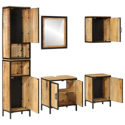 vidaXL Conjunto de muebles de baño 5 pzas madera maciza mango y hierro