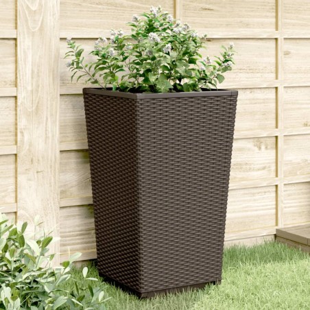 vidaXL Jardineras 4 unidades PP marrón 32,5x32,5x57 cm