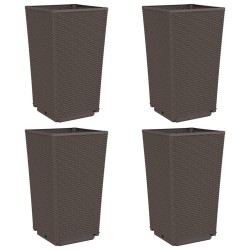 vidaXL Jardineras 4 unidades PP marrón 32,5x32,5x57 cm