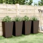 vidaXL Jardineras 4 unidades PP marrón 32,5x32,5x57 cm vidaXL Jardineras 4 unidades PP marrón 32,5x32,5x57 cm