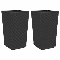 vidaXL Jardineras 2 unidades PP negro 32,5x32,5x57 cm