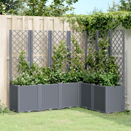 vidaXL Jardinera con enrejado PP gris 160x120x140 cm