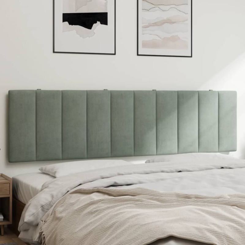 vidaXL Cabecero de cama acolchado terciopelo gris claro 180 cm vidaXL Cabecero de cama acolchado terciopelo gris claro 180 cm