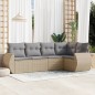 vidaXL Juego de sofás jardín con cojines 5 pzas ratán sintético beige vidaXL Juego de sofás jardín con cojines 5 pzas ratán sintético beige