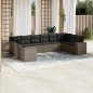 vidaXL Set de sofás de jardín 10 pzas con cojines ratán sintético gris vidaXL Set de sofás de jardín 10 pzas con cojines ratán sintético gris