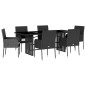 vidaXL Set de comedor de jardín 7 pzas y cojines ratán sintético negro vidaXL Set de comedor de jardín 7 pzas y cojines ratán sintético negro