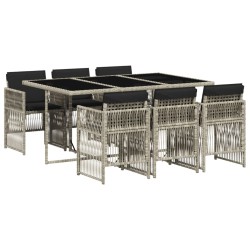 vidaXL Set comedor jardín 7 pzas y cojines ratán sintético gris claro