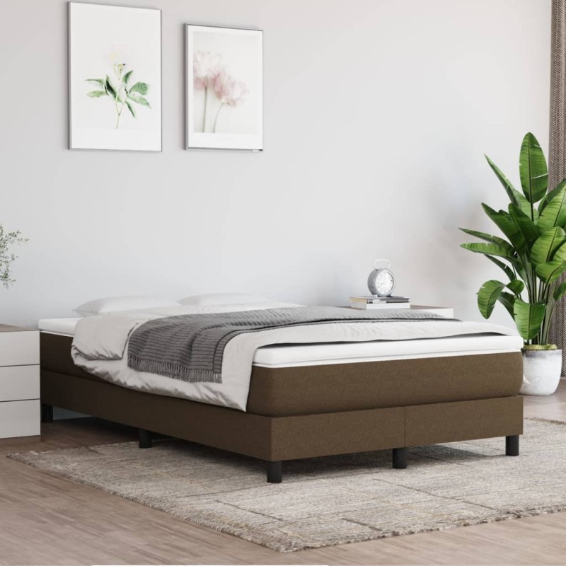 vidaXL Cama box spring con colchón tela marrón oscuro 120x200 cm vidaXL Cama box spring con colchón tela marrón oscuro 120x200 cm